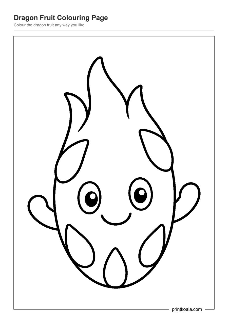 Full preview of the Dragon Fruit Colouring Page worksheet