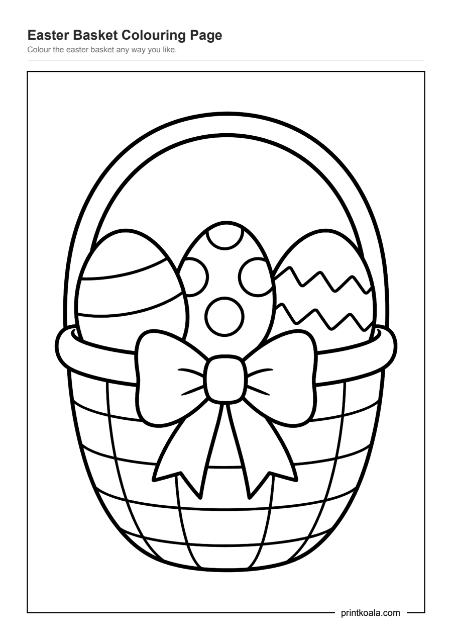 Full preview of the Easter Basket Colouring Page worksheet