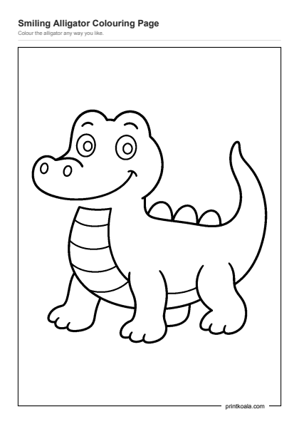 Preview of the Smiling Alligator Colouring Page printable worksheet