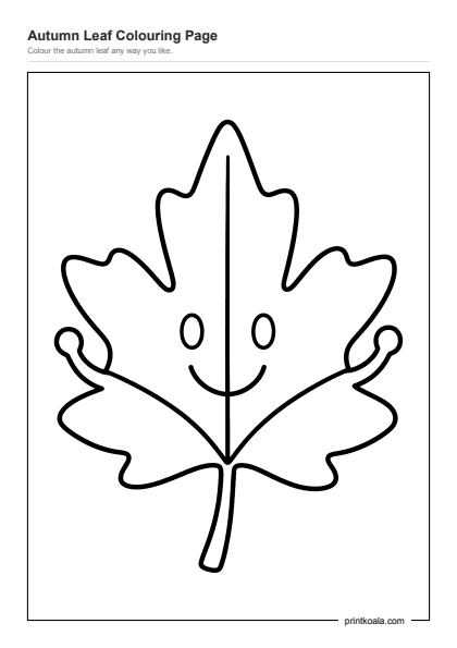 Preview of the Autumn Leaf Colouring Page printable worksheet