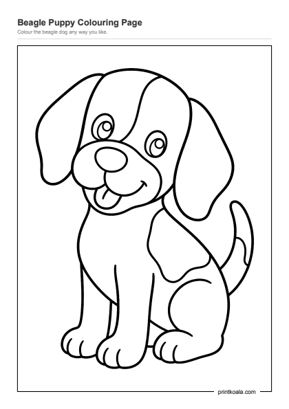 Preview of the Beagle Puppy Colouring Page printable worksheet