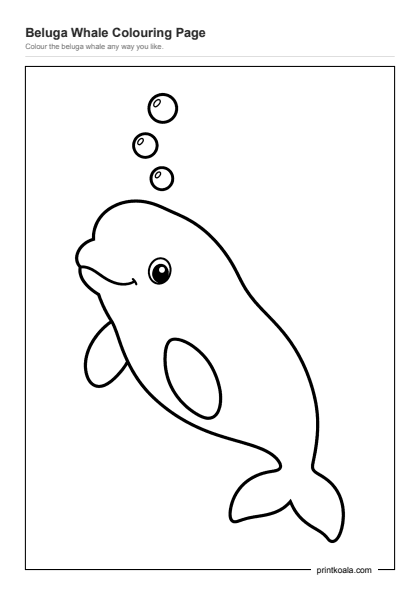 Preview of the Beluga Whale Colouring Page printable worksheet