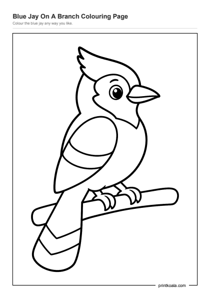 Preview of the Blue Jay On A Branch Colouring Page printable worksheet