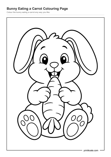 Preview of the Bunny Eating a Carrot Colouring Page printable worksheet