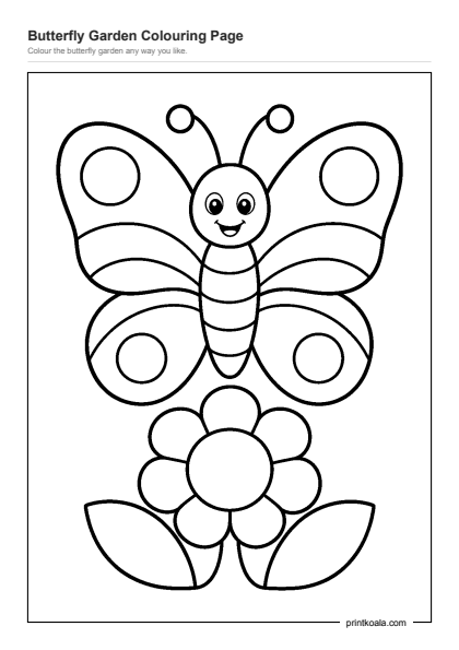 Preview of the Butterfly Garden Colouring Page printable worksheet