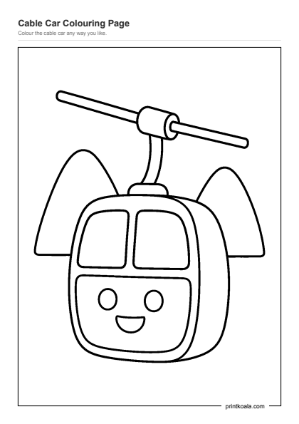 Preview of the Cable Car Colouring Page printable worksheet
