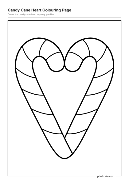 Preview of the Candy Cane Heart Colouring Page printable worksheet