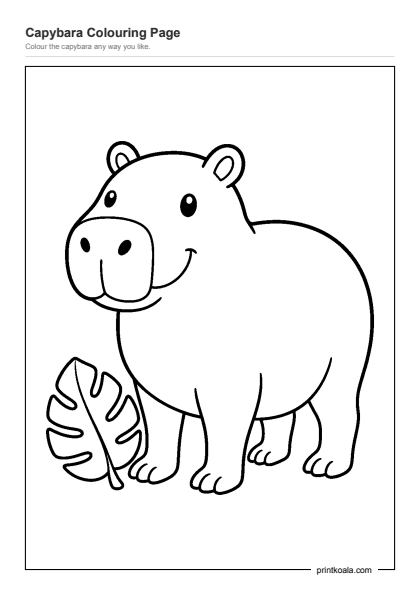 Preview of the Capybara Colouring Page printable worksheet