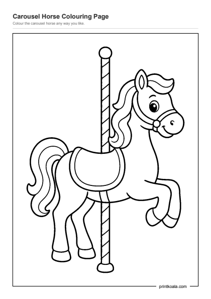 Preview of the Carousel Horse Colouring Page printable worksheet