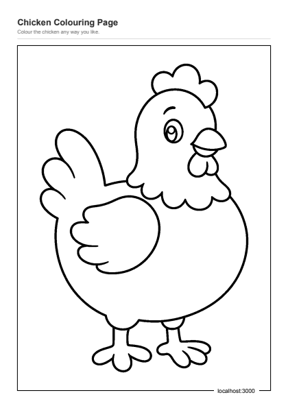 Preview of the Chicken Colouring Page printable worksheet