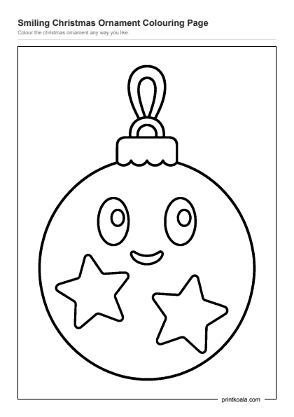 Preview of the Smiling Christmas Ornament Colouring Page printable worksheet