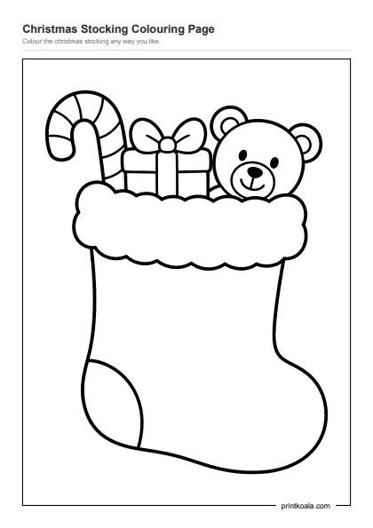 Preview of the Christmas Stocking Colouring Page printable worksheet