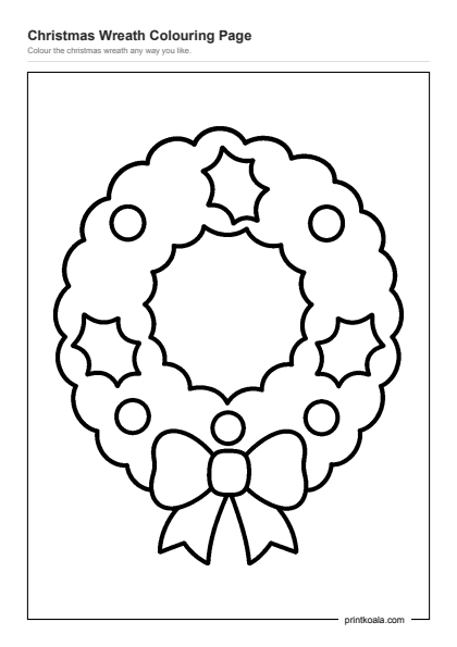 Preview of the Christmas Wreath Colouring Page printable worksheet