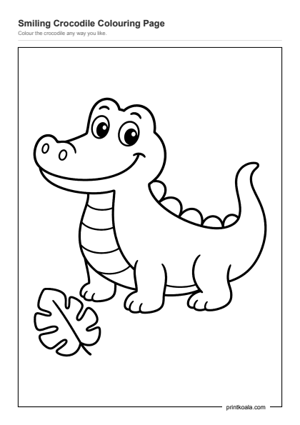 Preview of the Smiling Crocodile Colouring Page printable worksheet