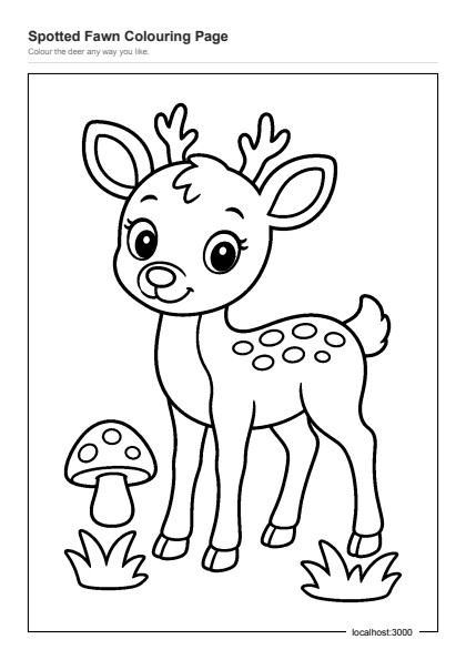 Preview of the Spotted Fawn Colouring Page printable worksheet