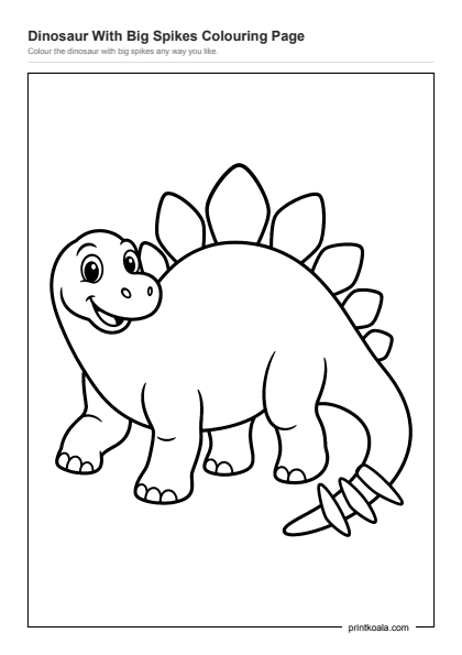 Preview of the Dinosaur With Big Spikes Colouring Page printable worksheet