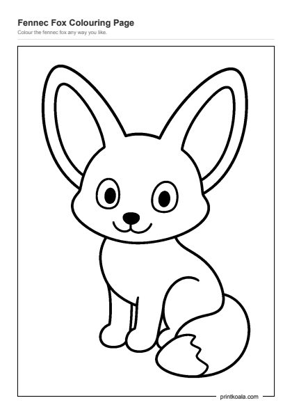 Preview of the Fennec Fox Colouring Page printable worksheet