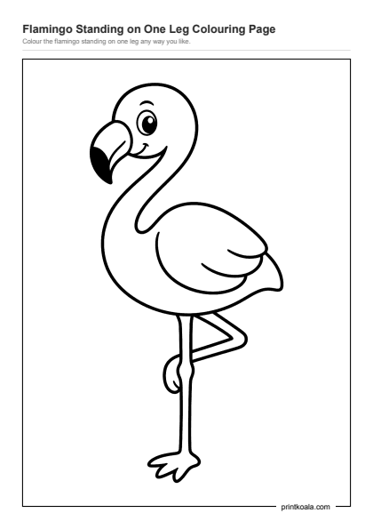 Preview of the Flamingo Standing on One Leg Colouring Page printable worksheet