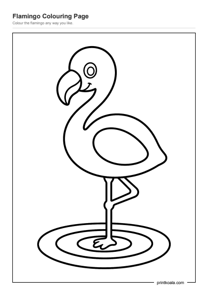 Preview of the Flamingo Colouring Page printable worksheet