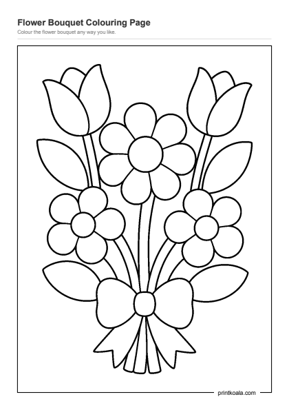 Preview of the Flower Bouquet Colouring Page printable worksheet