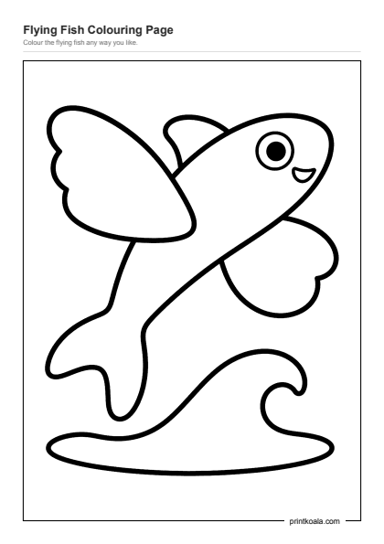 Preview of the Flying Fish Colouring Page printable worksheet