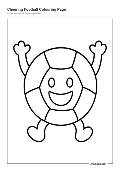Preview of the Cheering Football Colouring Page printable worksheet