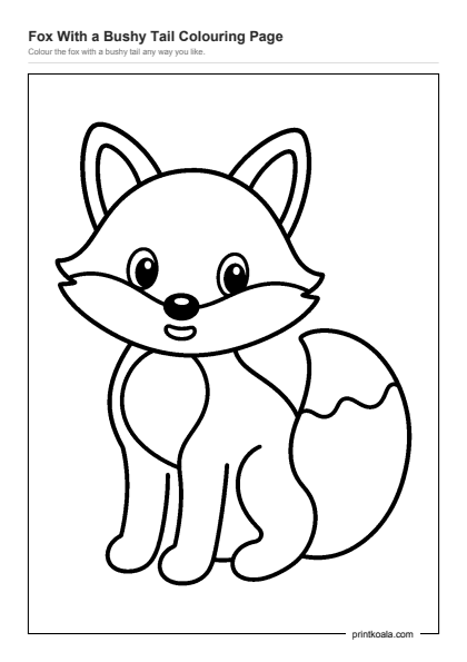 Preview of the Fox With a Bushy Tail Colouring Page printable worksheet