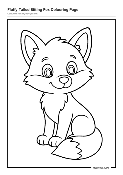 Preview of the Fluffy-Tailed Sitting Fox Colouring Page printable worksheet