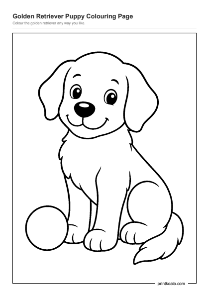 Preview of the Golden Retriever Puppy Colouring Page printable worksheet