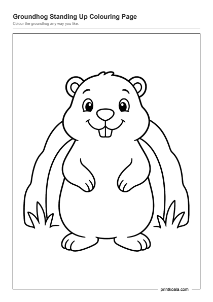 Preview of the Groundhog Standing Up Colouring Page printable worksheet