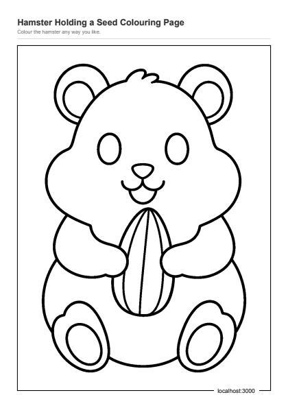 Preview of the Hamster Holding a Seed Colouring Page printable worksheet