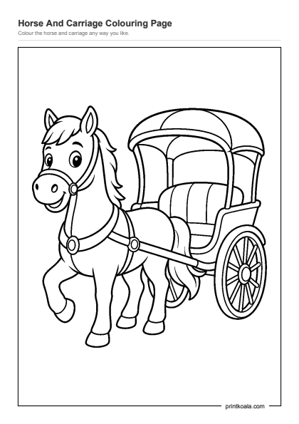 Preview of the Horse And Carriage Colouring Page printable worksheet