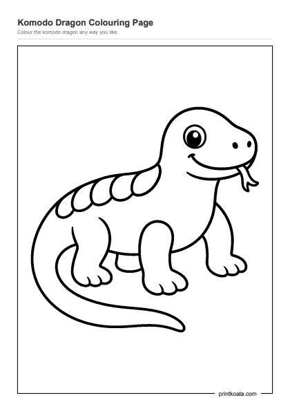 Preview of the Komodo Dragon Colouring Page printable worksheet