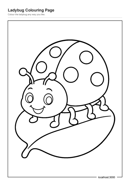 Preview of the Ladybug Colouring Page printable worksheet