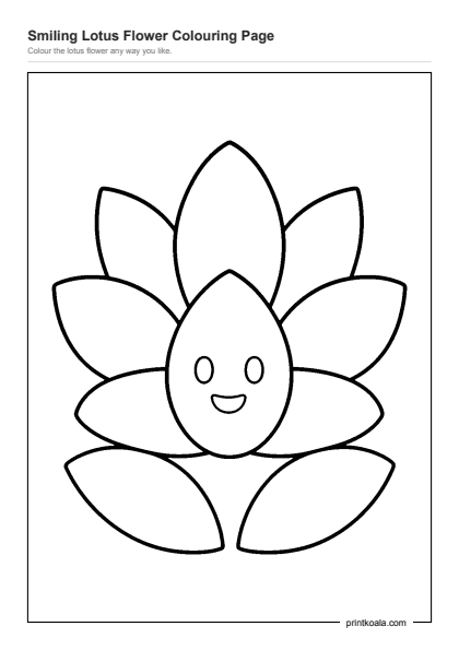 Preview of the Smiling Lotus Flower Colouring Page printable worksheet