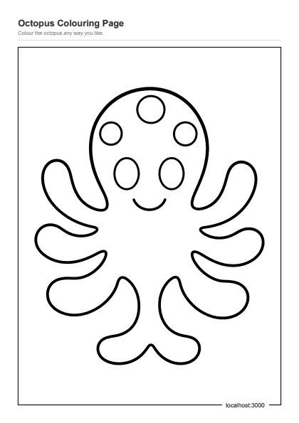 Preview of the Octopus Colouring Page printable worksheet