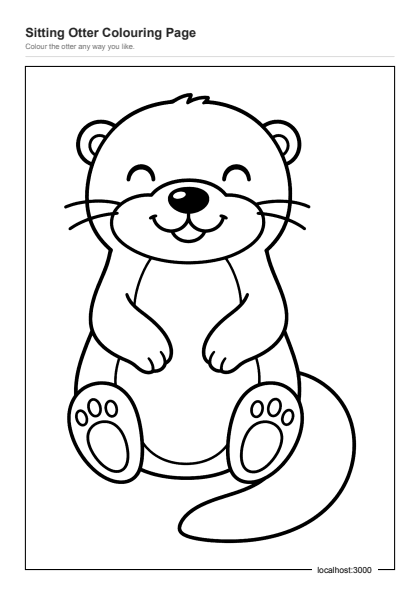 Preview of the Sitting Otter Colouring Page printable worksheet