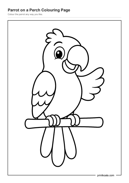 Preview of the Parrot on a Perch Colouring Page printable worksheet