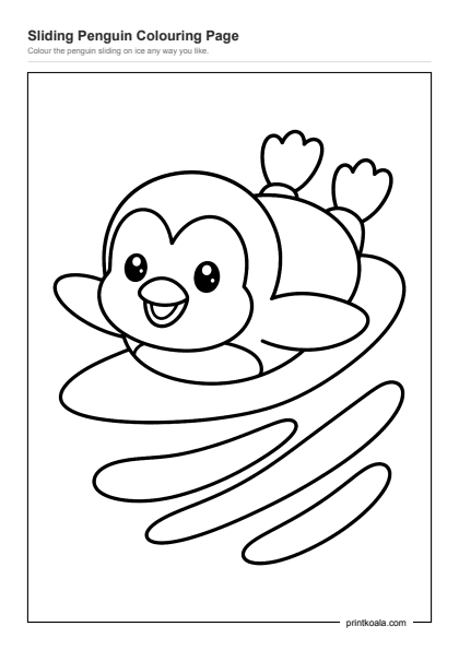 Preview of the Sliding Penguin Colouring Page printable worksheet