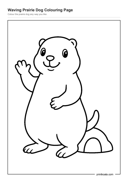 Preview of the Waving Prairie Dog Colouring Page printable worksheet