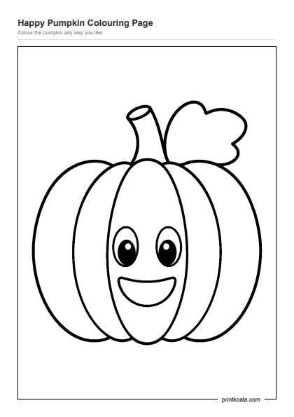Preview of the Happy Pumpkin Colouring Page printable worksheet