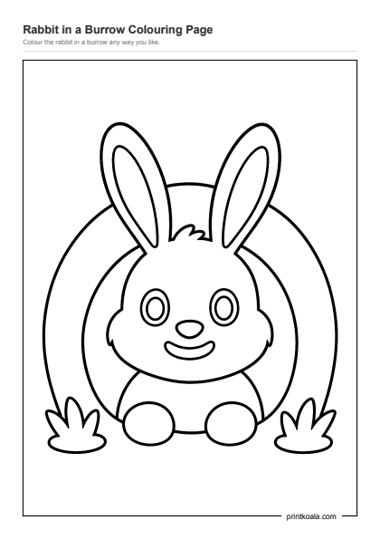 Preview of the Rabbit in a Burrow Colouring Page printable worksheet