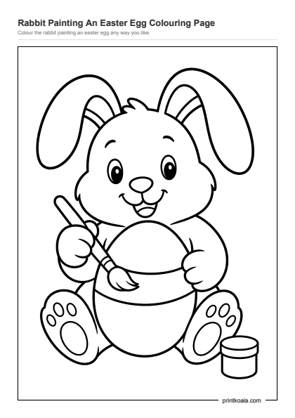 Preview of the Rabbit Painting An Easter Egg Colouring Page printable worksheet