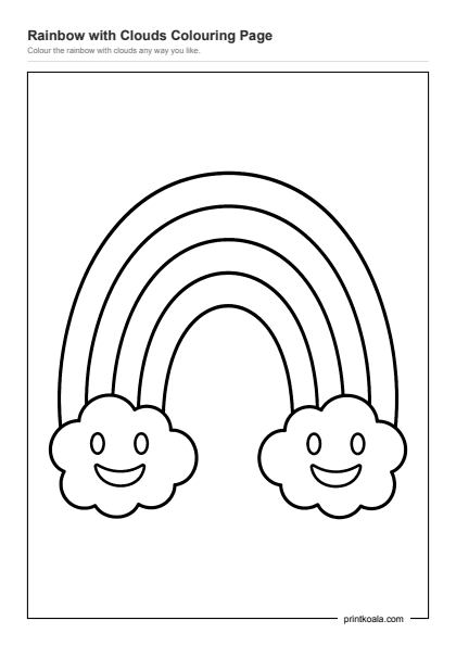 Preview of the Rainbow with Clouds Colouring Page printable worksheet