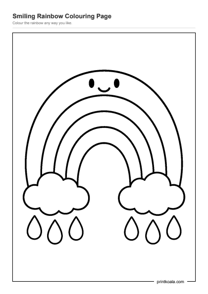 Preview of the Smiling Rainbow Colouring Page printable worksheet