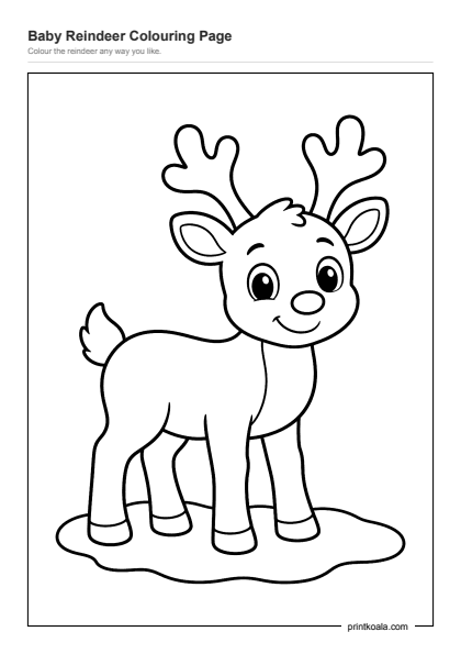 Preview of the Baby Reindeer Colouring Page printable worksheet