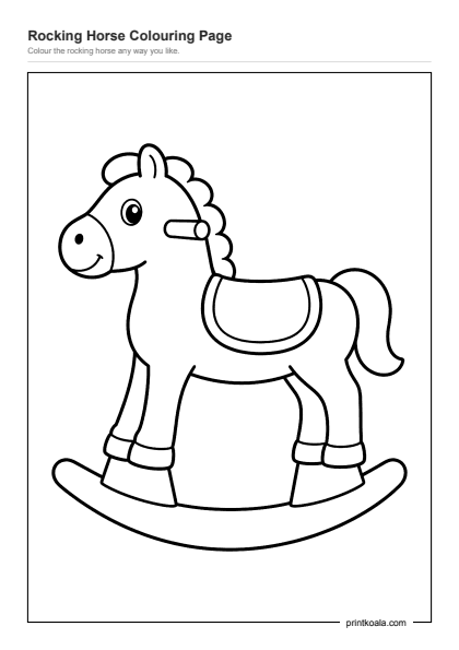 Preview of the Rocking Horse Colouring Page printable worksheet