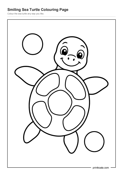 Preview of the Smiling Sea Turtle Colouring Page printable worksheet