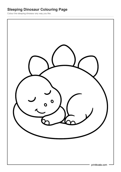 Preview of the Sleeping Dinosaur Colouring Page printable worksheet