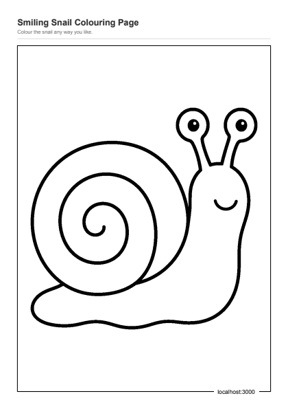 Preview of the Smiling Snail Colouring Page printable worksheet